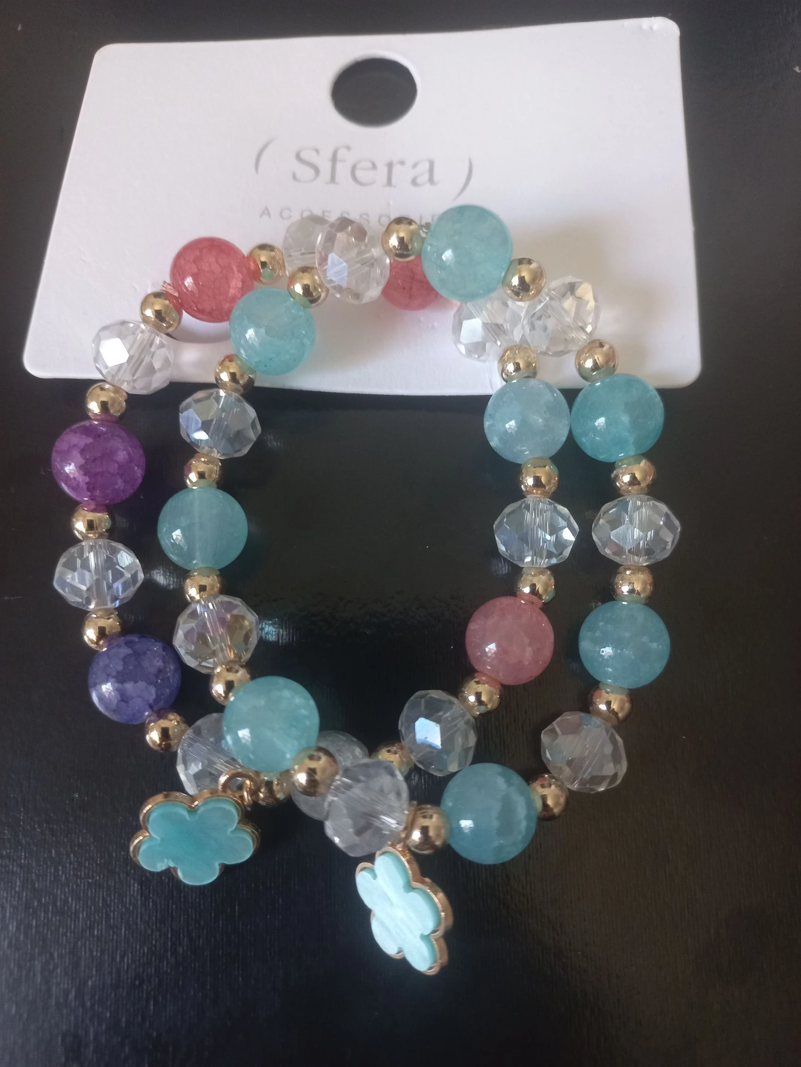 Conjunto de 2 pulseiras com berloques azuis